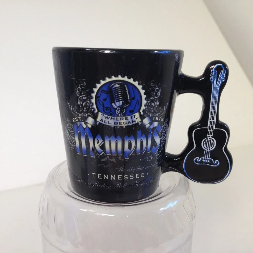 Vintage Souvenir Memphis Tennessee Guitar Handle Shot Glass Whiskey